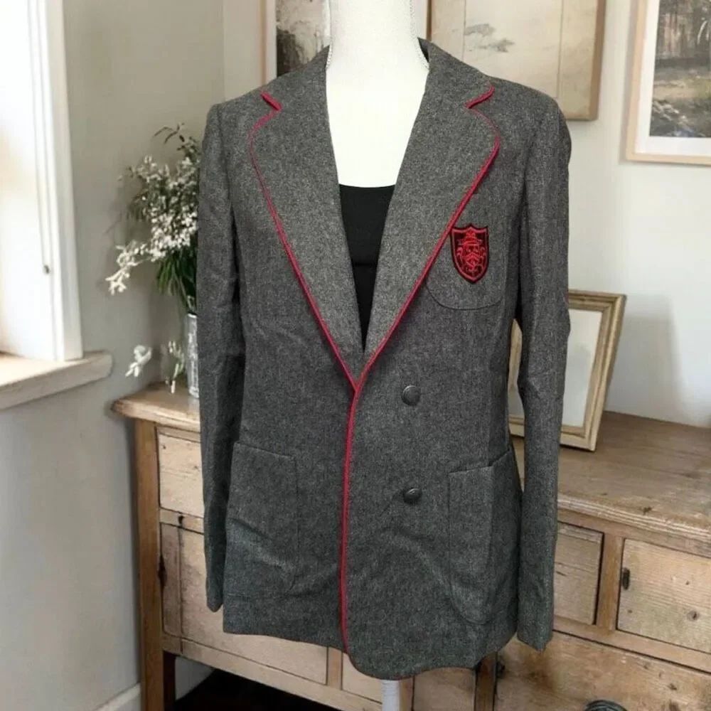 Vintage 70’s Gray Crested Wool Blazer Sz M Preppycore